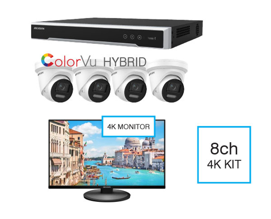 Picture of 8ch NVR KIT inc 4x8MP Hybrid Turrets +4K Monitor