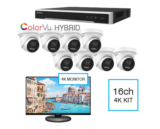 Picture of 16ch NVR KIT inc 8x8MP Hybrid Turrets +4K Monitor