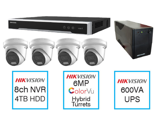 Picture of 8CH CCTV kit + 6MP Hybrid Turrets + UPS