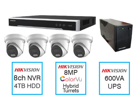 Picture of 8CH CCTV kit + 8MP Hybrid Turrets + UPS