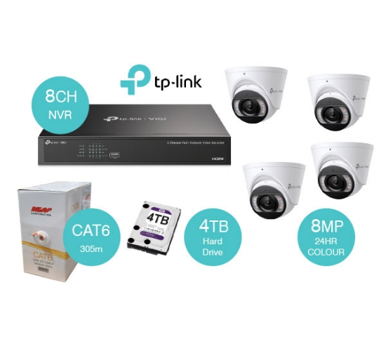 Picture of TP-Link S-Series 8CH 8MP Turret Kit inc CAT6