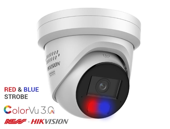 Picture of Hikvision DS-2CD2387G3-LIS2UY/SRB 8MP Colorvu Turret RED & BLUE 2.8mm